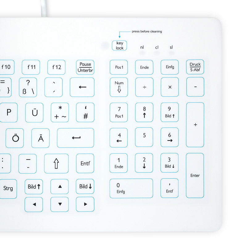 Purekeys 40004900 Kompakte Hygienetastatur weiss Detail NumBlock 800x800 1