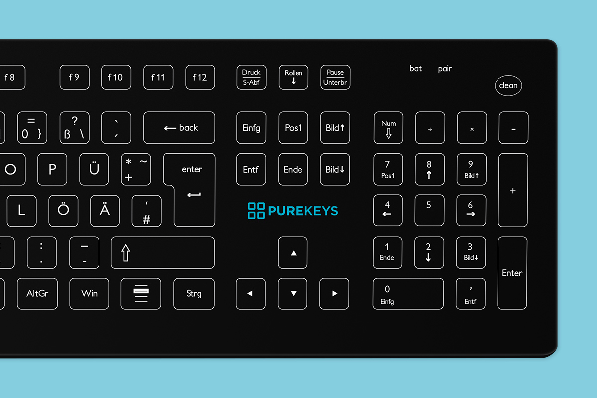 Purekeys Hygienetastatur 500 – Standardbreite, kabellos – Bild 8